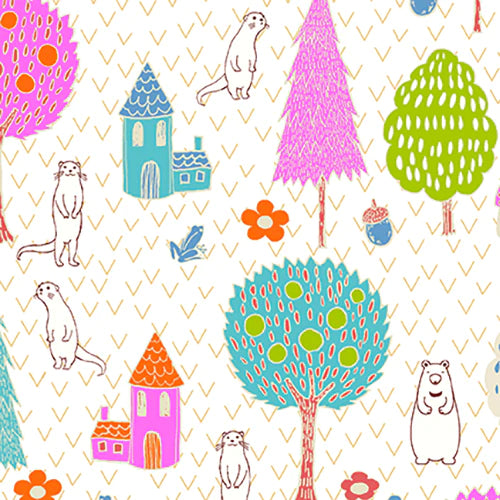 Otter Romp - Village-White by Paintbrush Studio