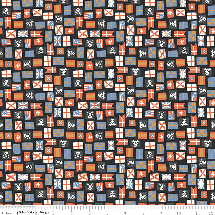 Hoist the Sails Flags Black - Riley Blake Designs