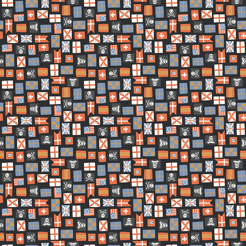 Hoist the Sails Flags Black - Riley Blake Designs