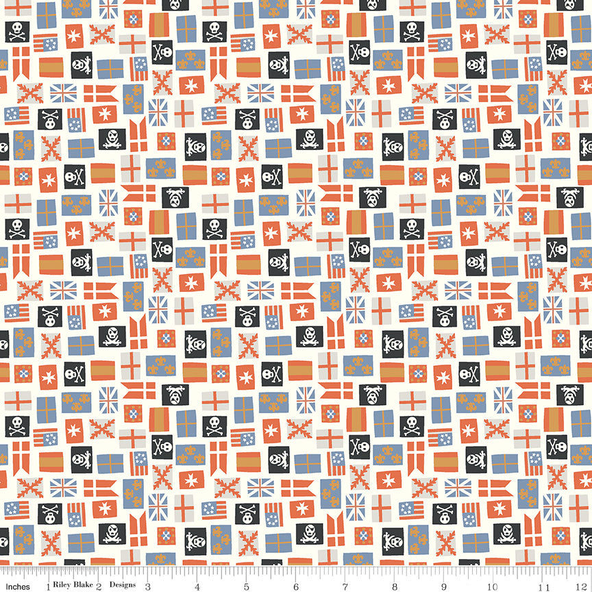 Hoist the Sails Off White Flags - Riley Blake Designs