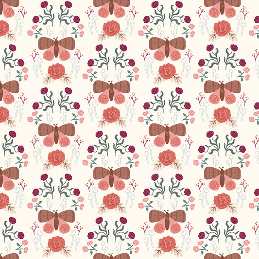 Sweetbriar Cream Moth Damask - Riley Blake Designs