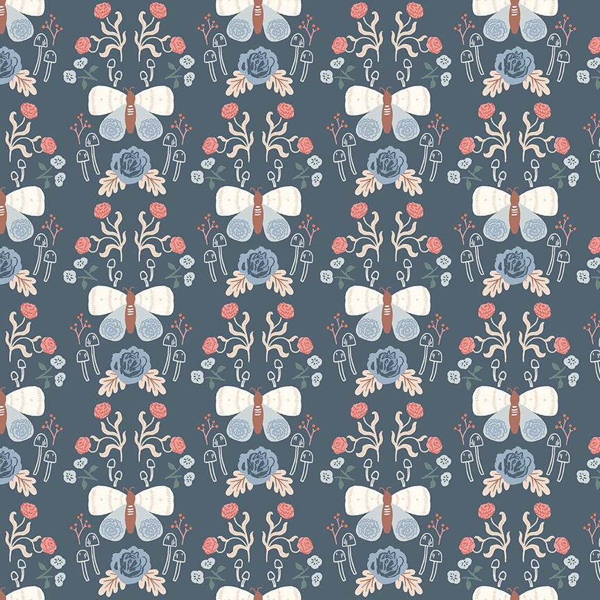 Sweetbriar Moth Damask Night - 5 Yard Backing