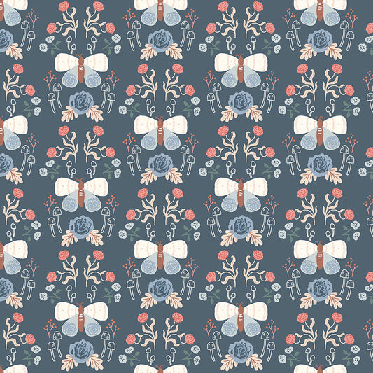 Sweetbriar Moth Damask Night - 5 Yard Backing