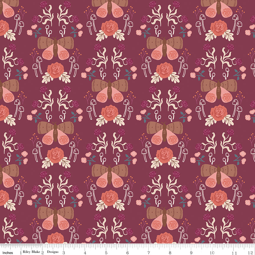 Sweetbriar Wine Moth Damask - Riley Blake Designs
