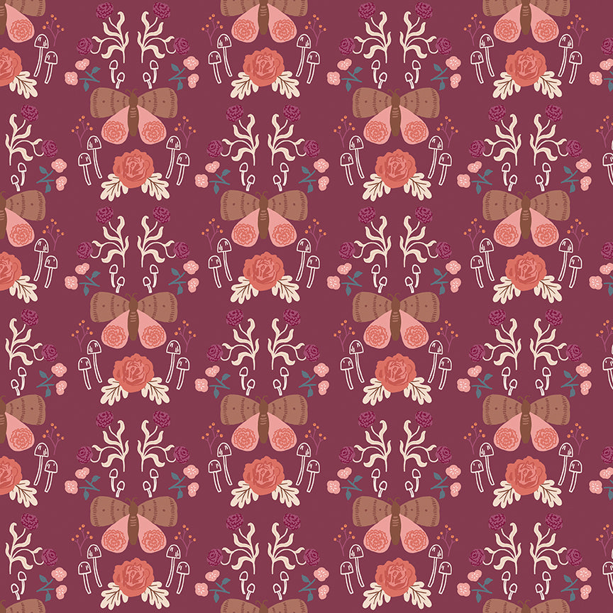 Sweetbriar Wine Moth Damask - Riley Blake Designs