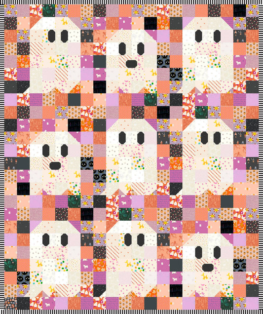 Ghost Party Quilt Kit - Scrappy Orange, Purple and Black