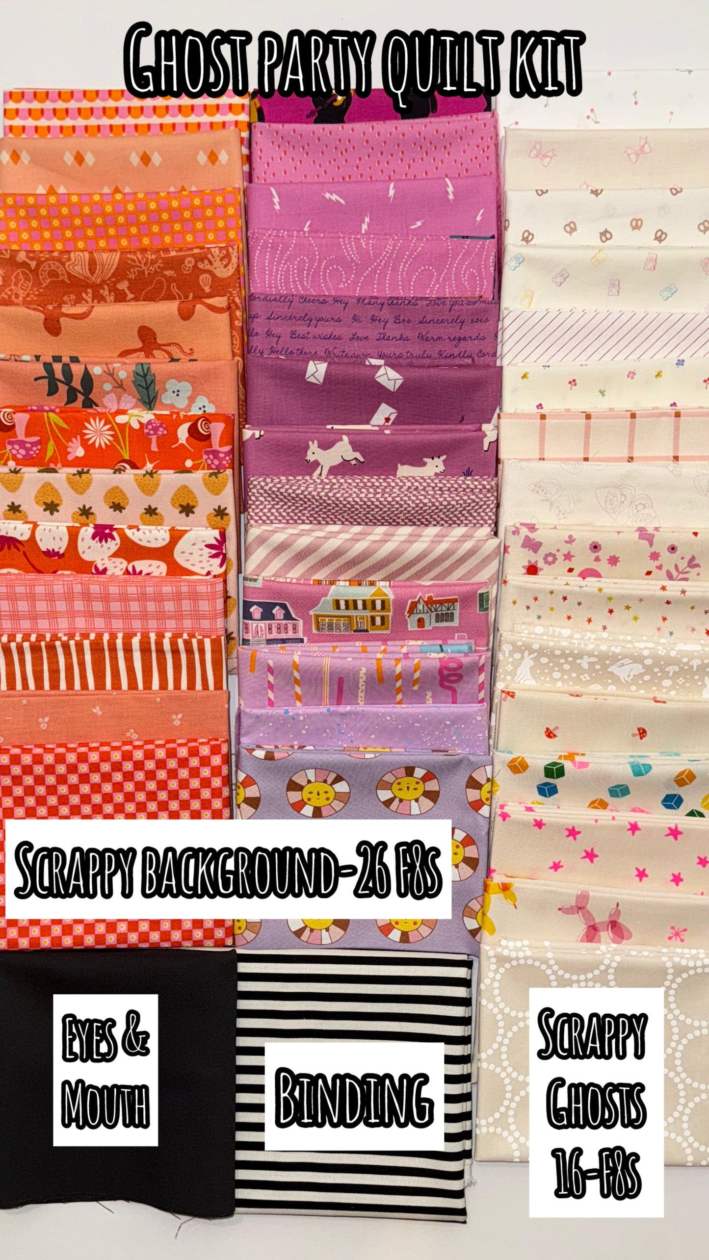 Ghost Party Quilt Kit - Scrappy Orange and Purple