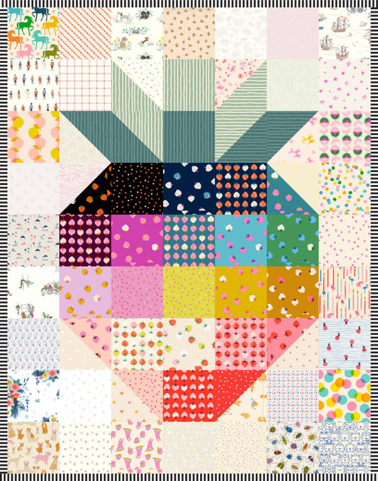 *PREORDER* Jumbo Scrappy Happy RAINBOW Strawberry Quilt Kit