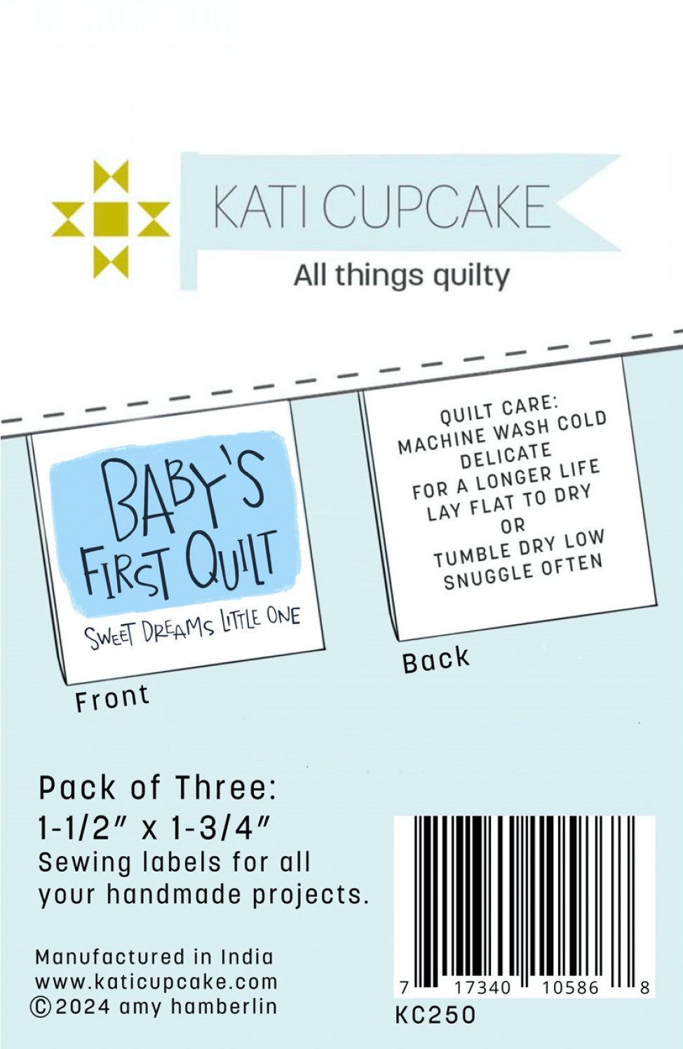 Baby's First Quilt Label (BLUE) by Kati Cupcake
