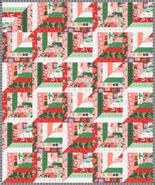 Tiny Christmas Lucky Log Cabin Quilt Kit *Paper Pattern Included*
