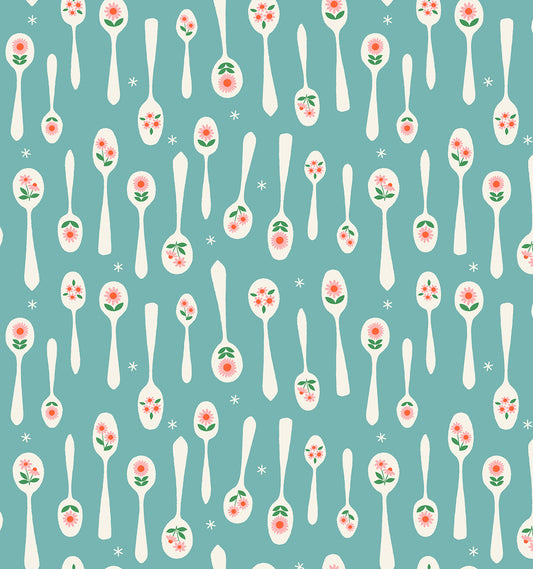 Camellia - Stirring Spoons- Turquoise - Ruby Star Society