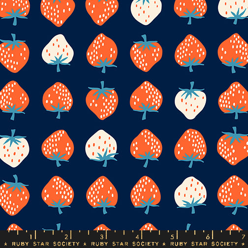 Strawberry in Navy - Strawberry Collection by Kimberly Kight