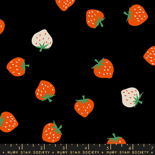 Strawberry Toss in Black - Strawberry Collection by Kimberly Kight