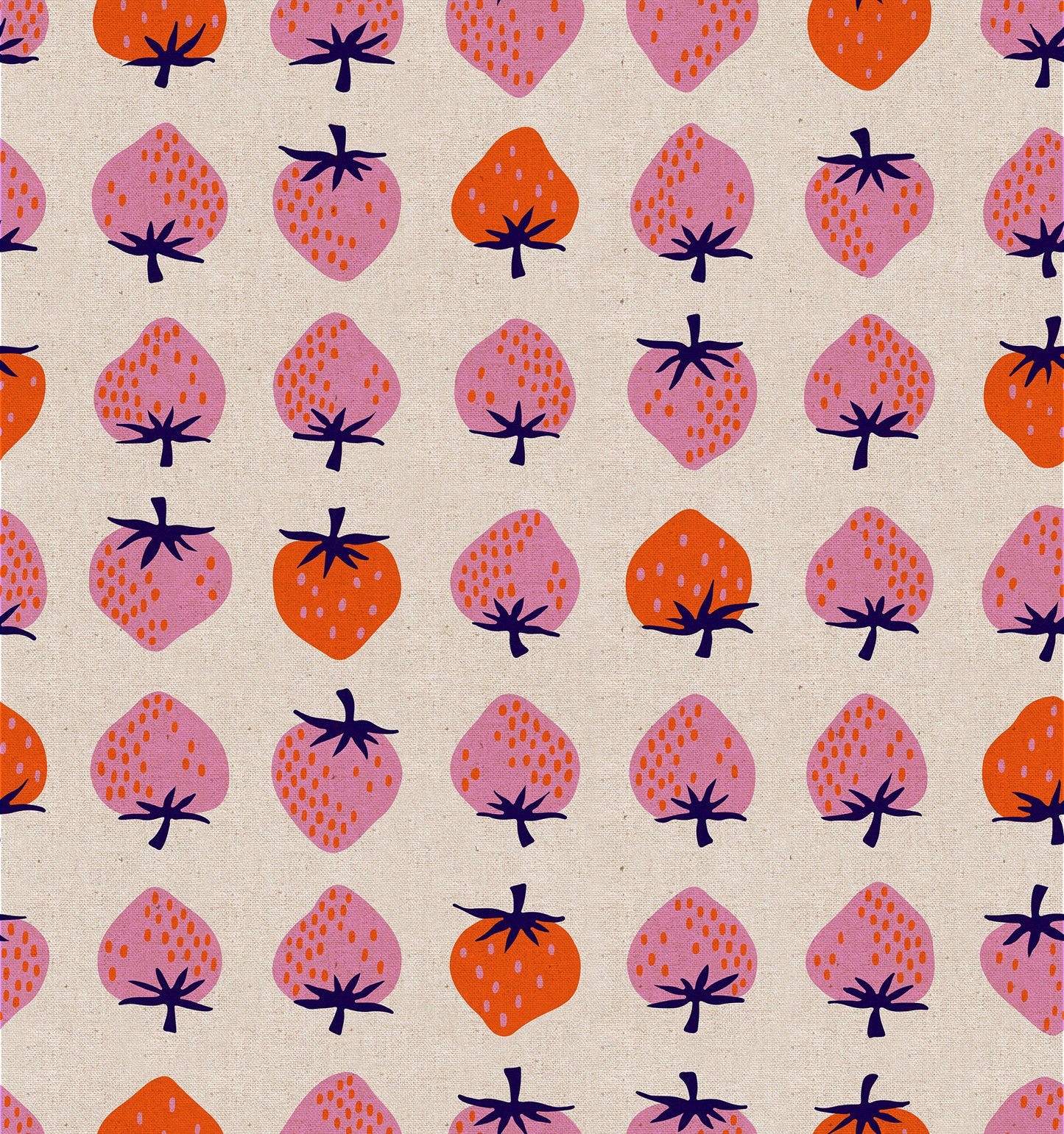 Strawberry *CANVAS* in Natural  - Half Yard - Strawberry Collection by Kimberly Kight