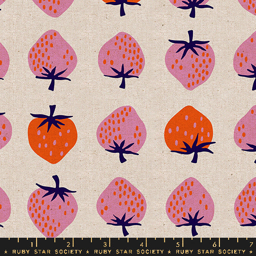 Strawberry *CANVAS* in Natural  - Half Yard - Strawberry Collection by Kimberly Kight