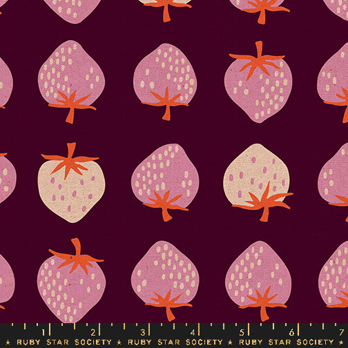 Strawberry *CANVAS* in Deep Plum  - Half Yard - Strawberry Collection by Kimberly Kight