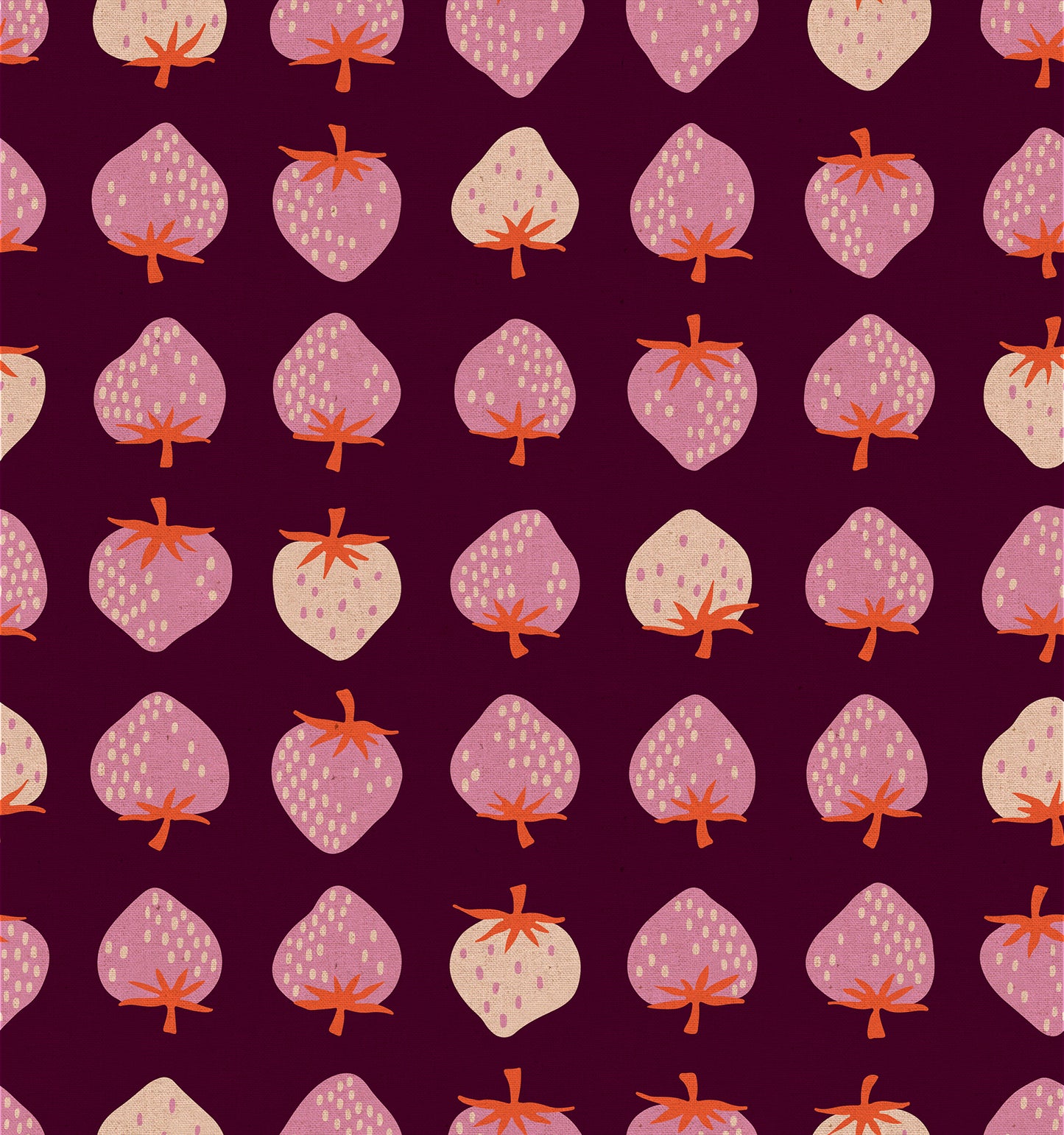 Strawberry *CANVAS* in Deep Plum  - Half Yard - Strawberry Collection by Kimberly Kight
