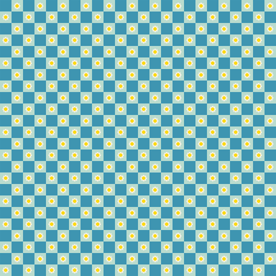 Flower Check Vintage Blue - Animal Animal Collaborative Collection