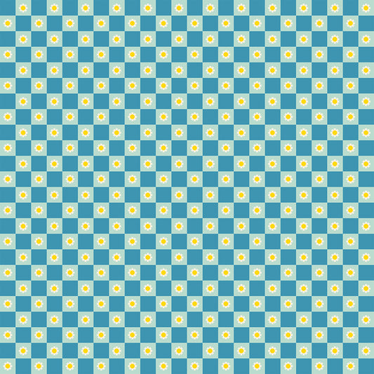 Flower Check Vintage Blue - Animal Animal Collaborative Collection