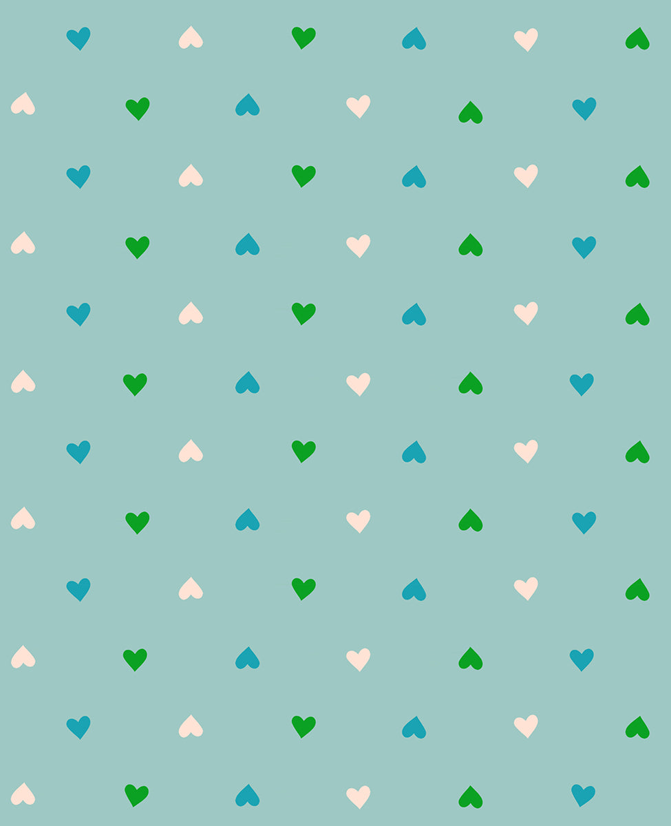 Ditsy Hearts in Turquiose - Best Day Ever Collection by Melody Miller