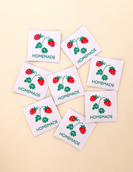 Pink Strawberry Homemade Woven Labels by Minki Kim