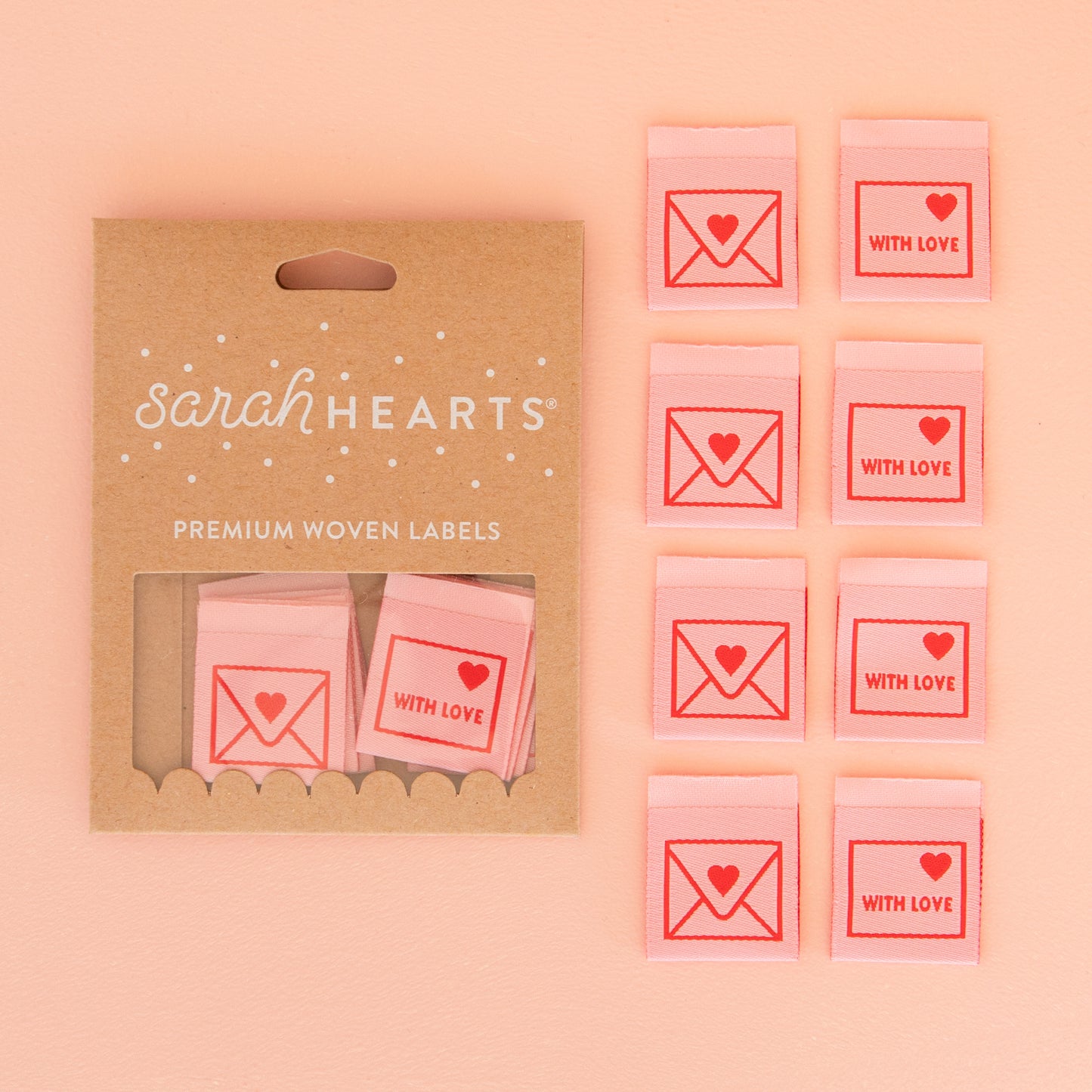 With Love Envelope Woven Labels Tags by Sarah Hearts
