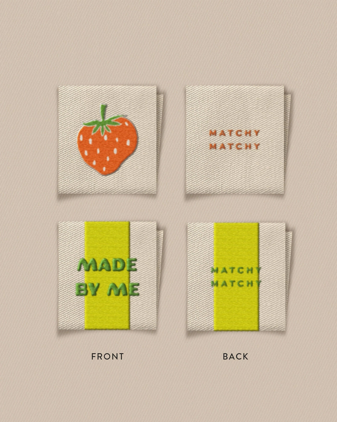 Strawberry Made by Me Square Woven Labels by Matchy Matchy Sewing Club
