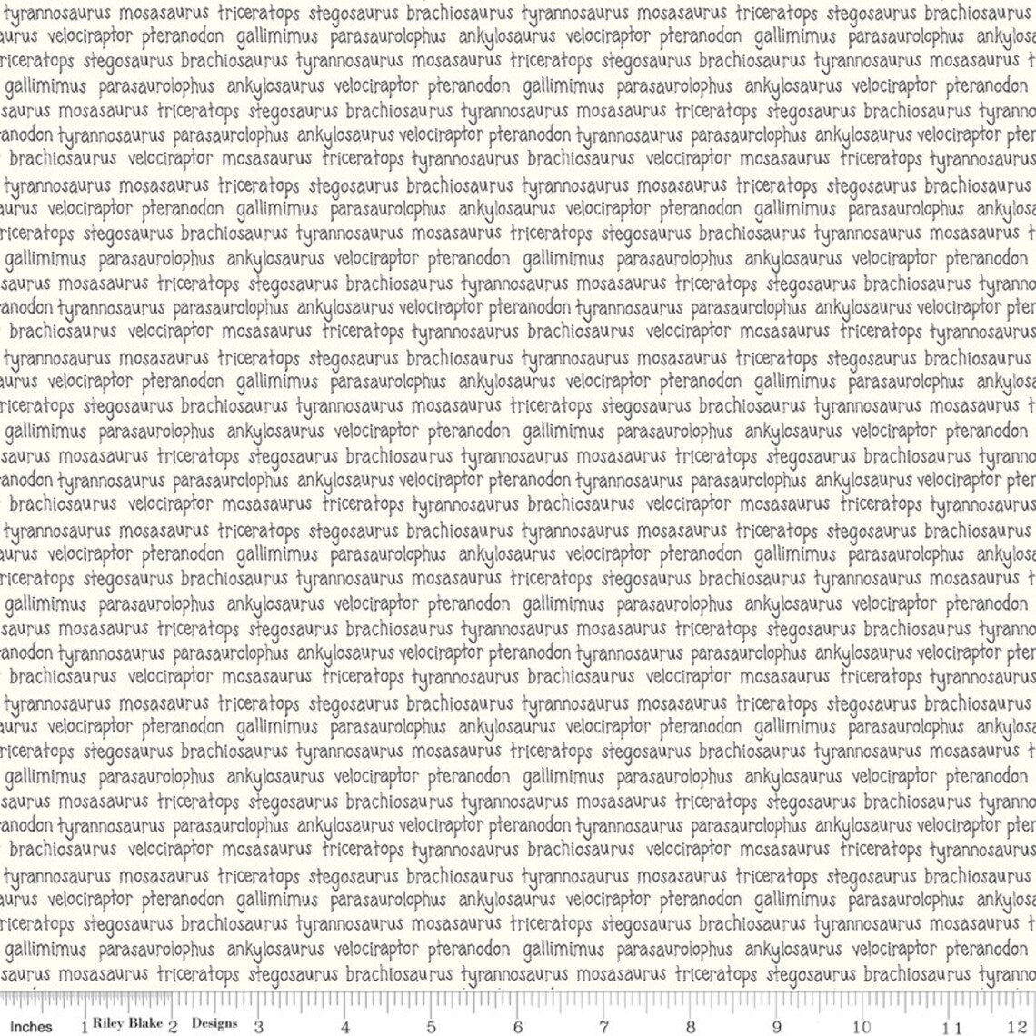 Roar Cream Dinosaur Names - Riley Blake Designs - *OOP