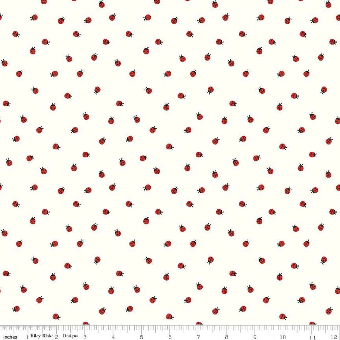 Red Hot White Lady Bugs- Riley Blake Designs