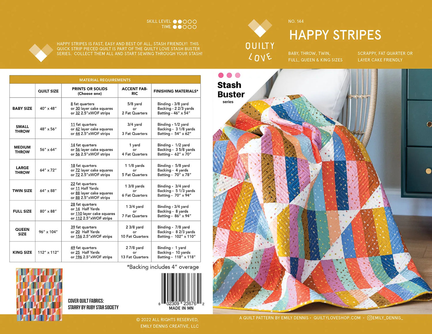 Happy Stripes Quilty Pattern by Emily Dennis