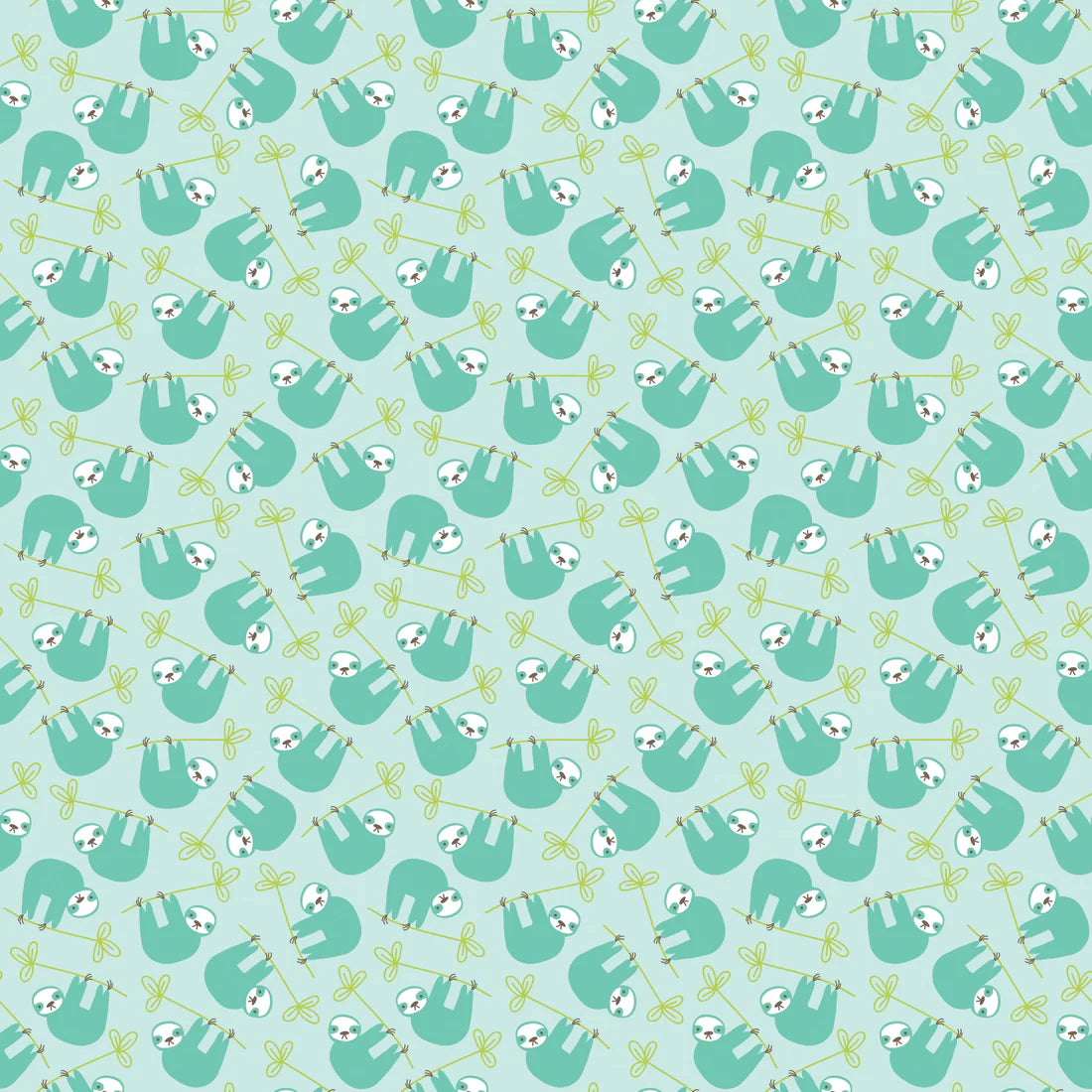 Under the Canopy Teal Sloths - Riley Blake Designs - *OOP