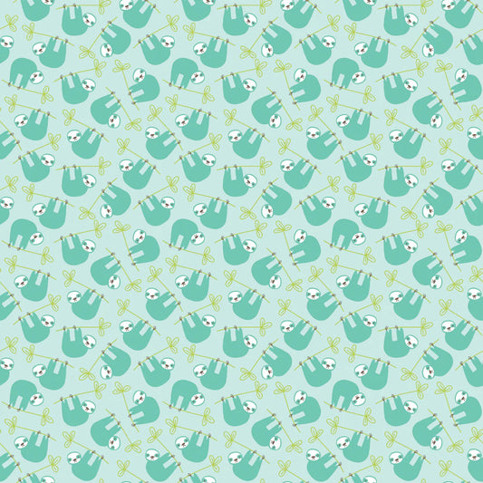 Under the Canopy Teal Sloths - Riley Blake Designs - *OOP