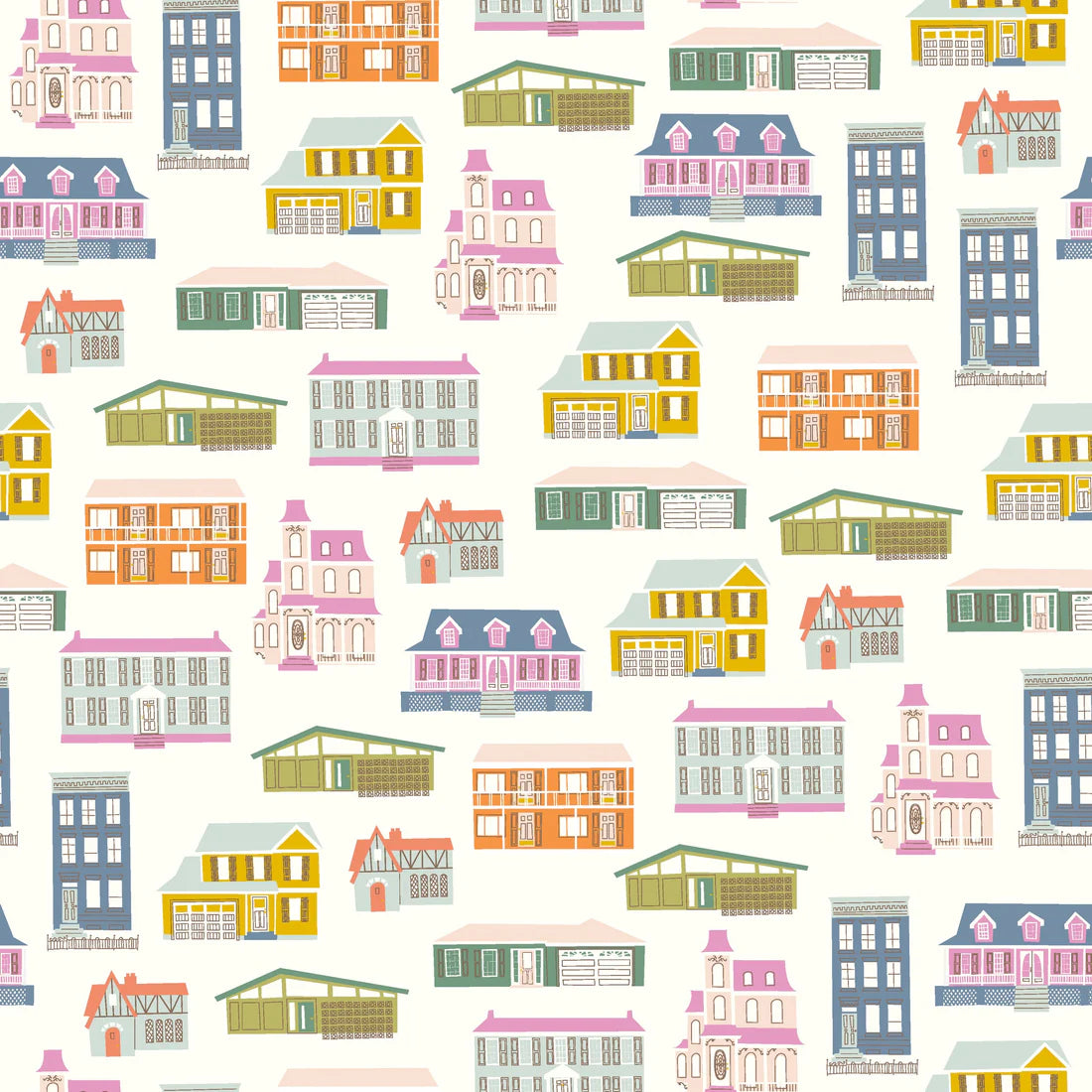 Community Cream Houses - Riley Blake Designs - *OOP