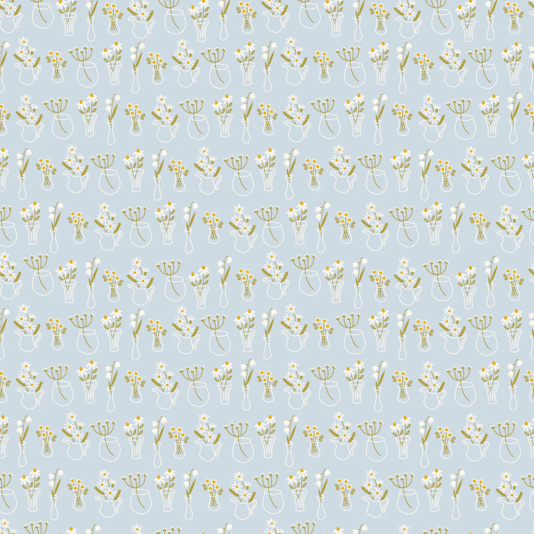 Wild Bouquet Light Blue Flower Vases - Riley Blake Designs - *OOP