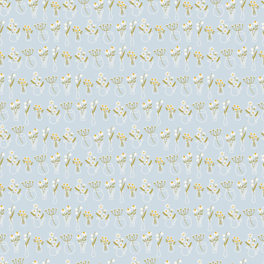 Wild Bouquet Light Blue Flower Vases - Riley Blake Designs - *OOP