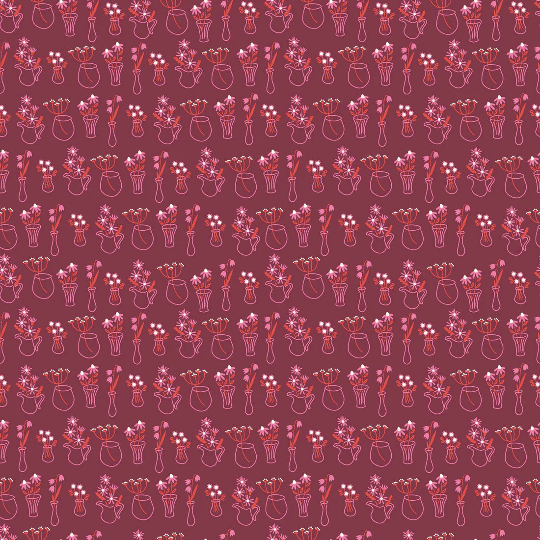 Wild Bouquet Merlot Vases - Riley Blake Designs - *OOP