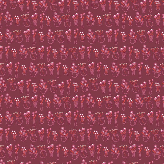 Wild Bouquet Merlot Vases - Riley Blake Designs - *OOP