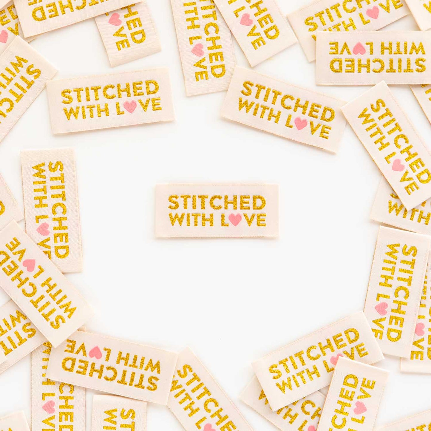 Gold Stitched with Love Woven Labels by Sarah Hearts