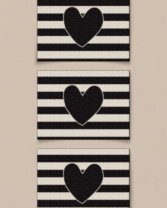 Black Heart Large Garment Woven Labels by Matchy Matchy Sewing Club