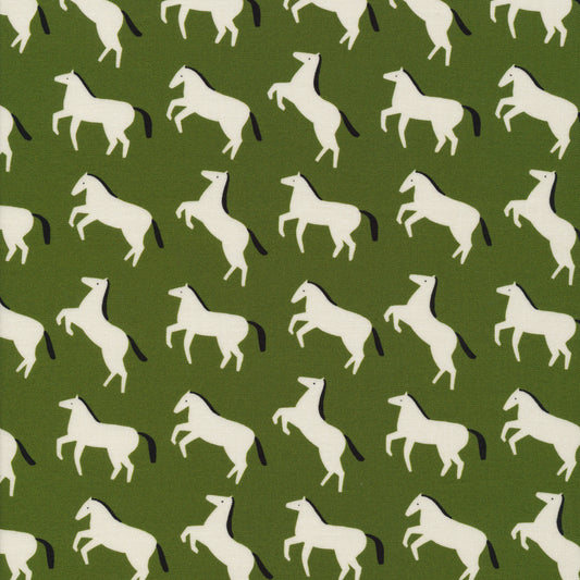 Wild Horses - GREEN - Cloud 9 Fabrics - ORGANIC COTTON