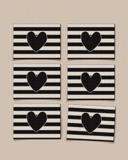 Black Heart Large Garment Woven Labels by Matchy Matchy Sewing Club