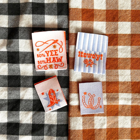 Yee Haw Pack Sew-in Folded Woven Labels by Cotton and Ochre