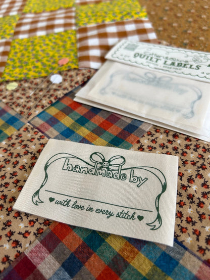 Happy Bow Quilt Labels by Cotton and Ochre