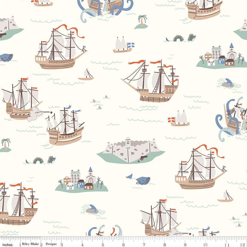 Hoist the Sails Off White Main - Riley Blake Designs