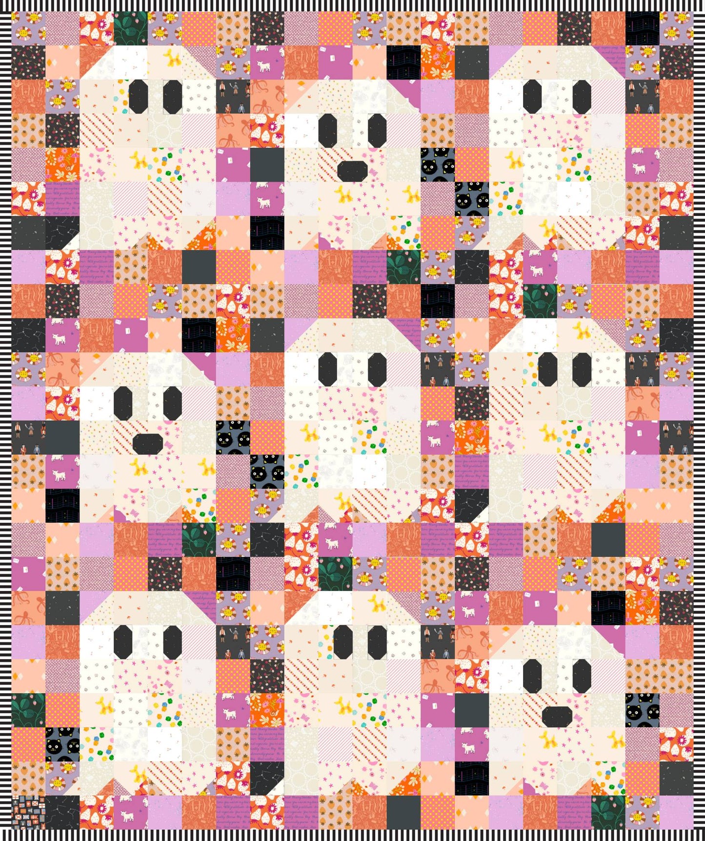 Ghost Party Quilt Kit - Scrappy Orange, Purple and Black
