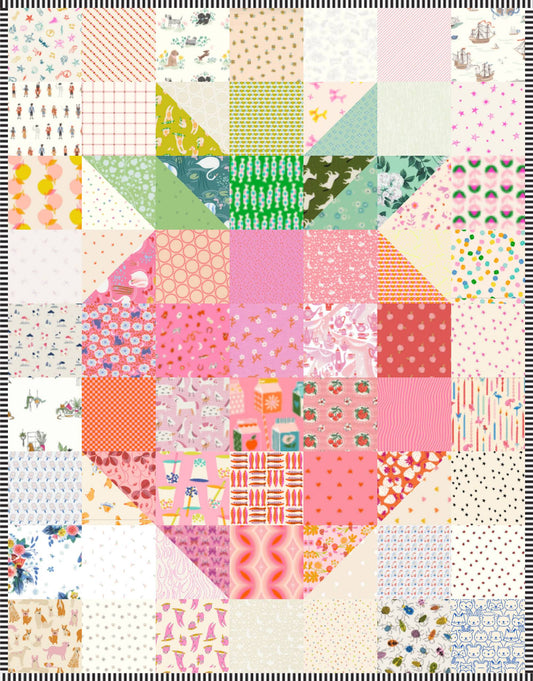 Jumbo Scrappy Happy Strawberry Quilt (Trimmable HSTs)