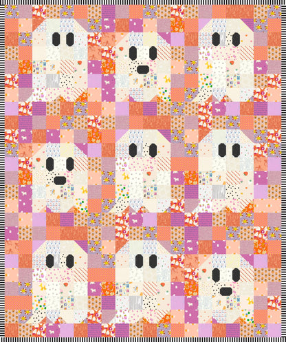 Ghost Party Quilt Kit - Scrappy Orange and Purple