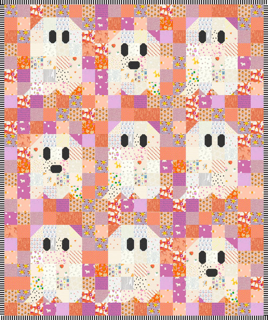 Ghost Party Quilt Kit - Scrappy Orange and Purple