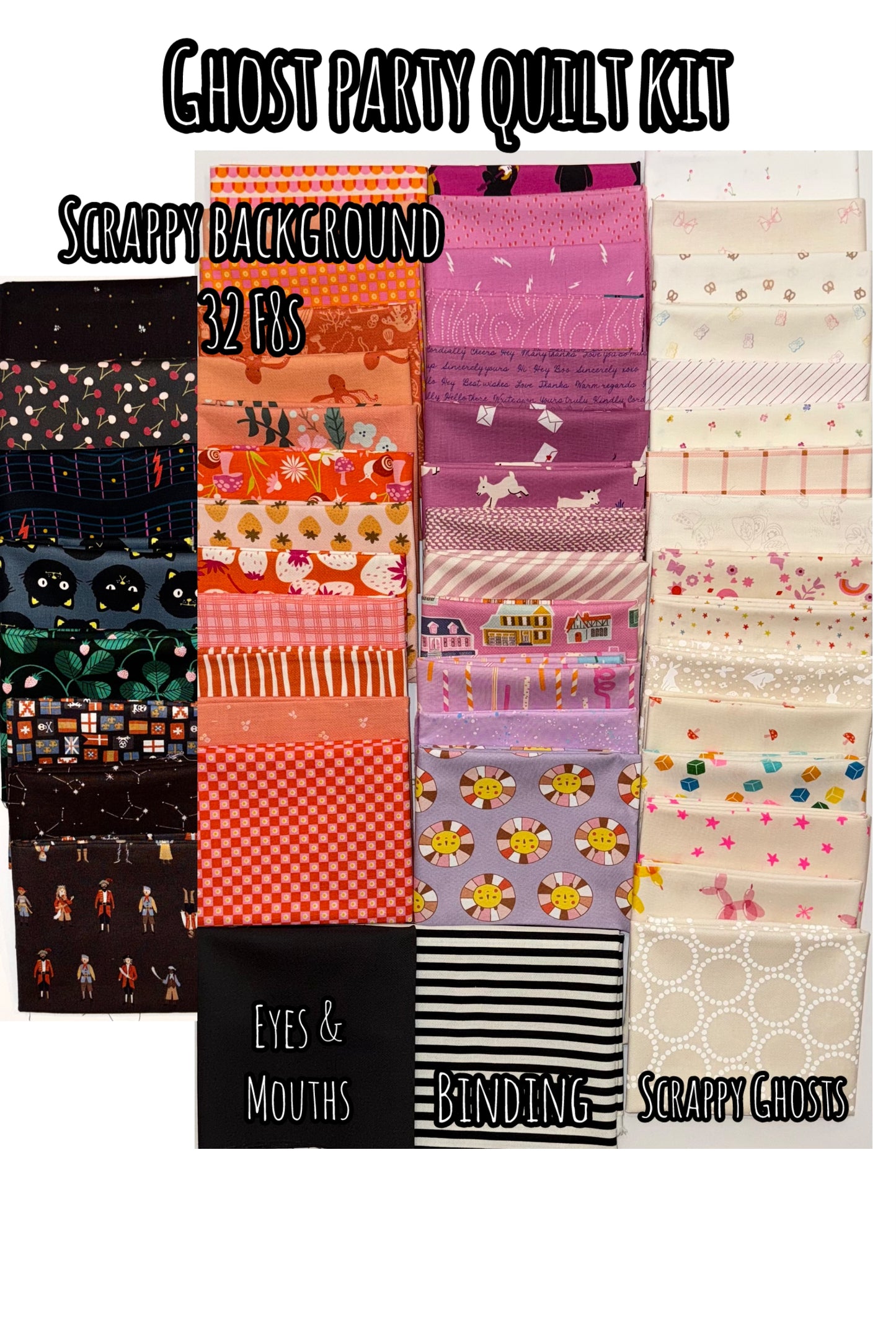 Ghost Party Quilt Kit - Scrappy Orange, Purple and Black