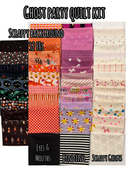 Ghost Party Quilt Kit - Scrappy Orange, Purple and Black